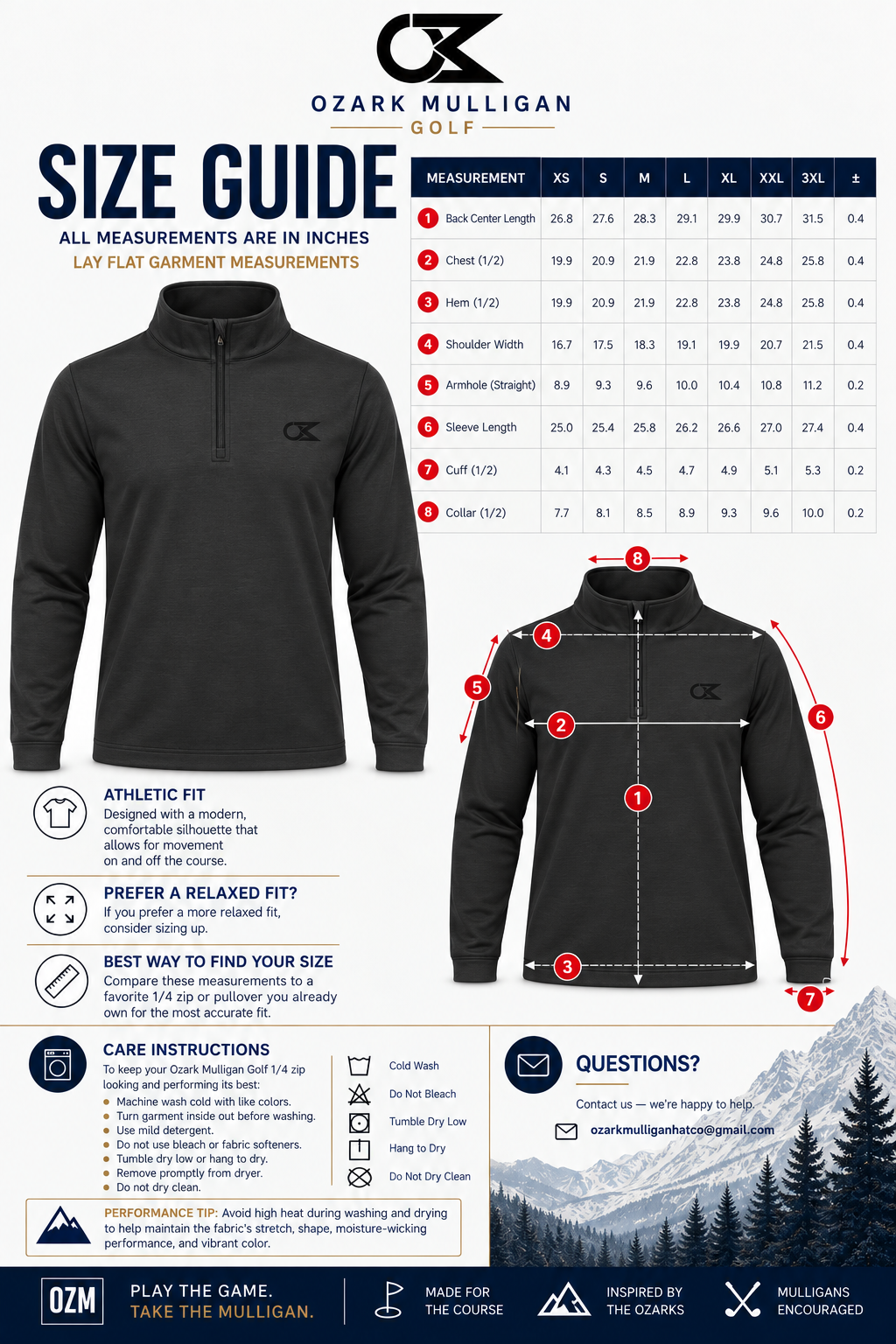 OZM Charcoal Classic Performance 1/4 Zip