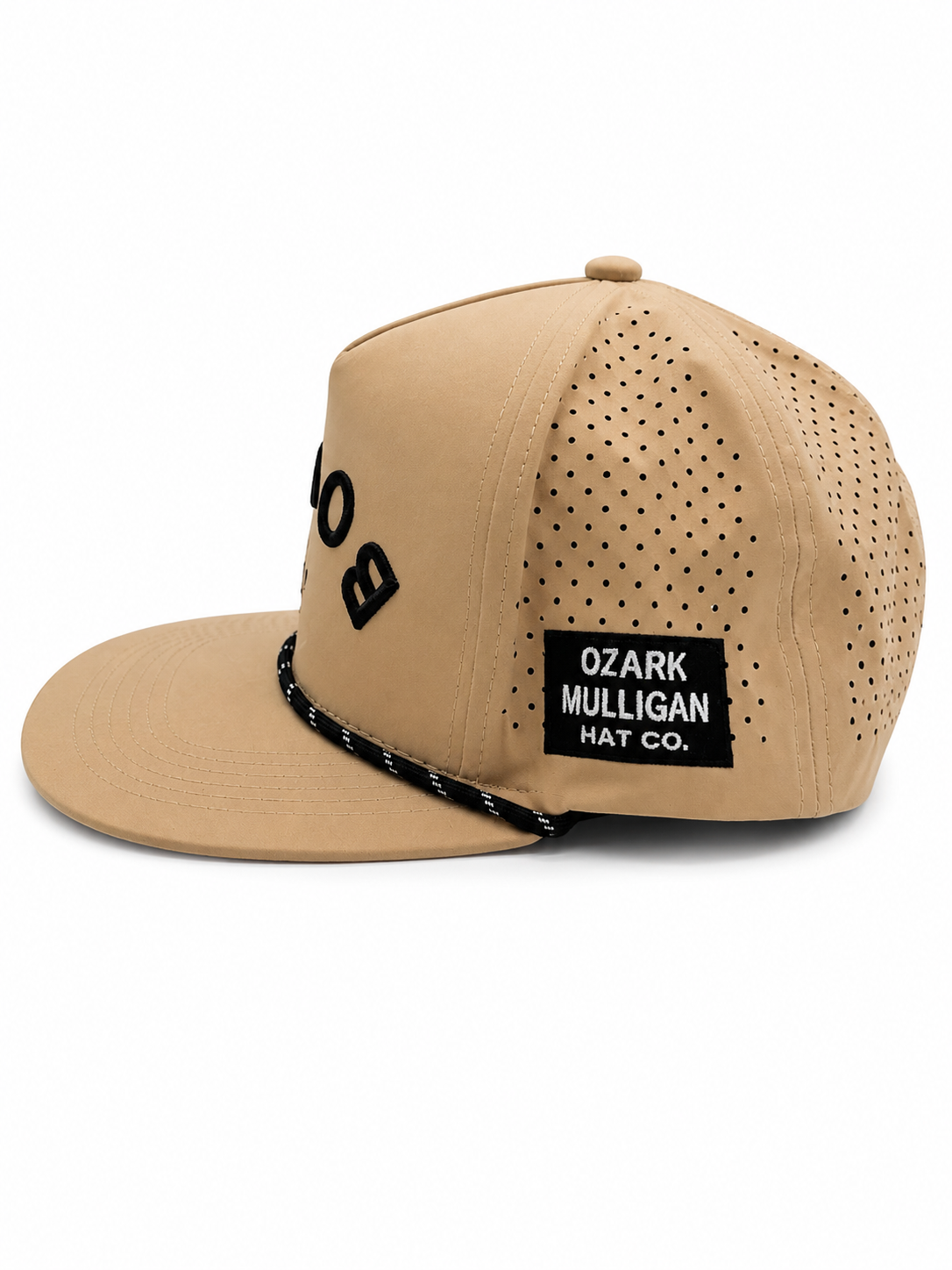Side profile of the Bogey Collection rope golf hat with embroidered logo.