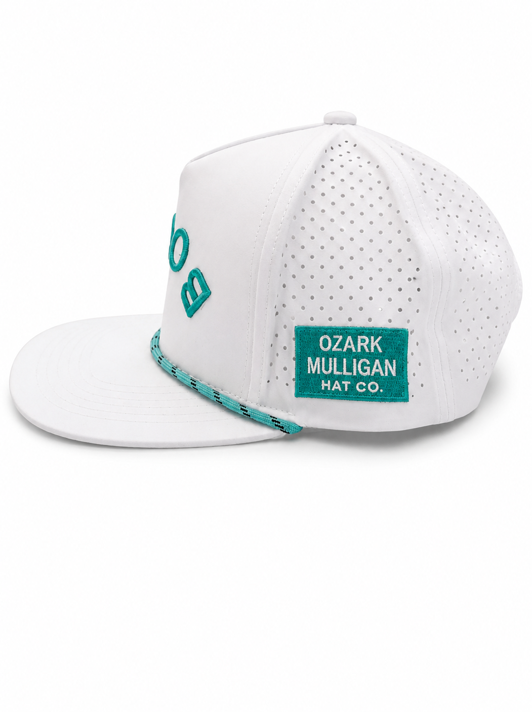 Side profile of the Bogey Collection rope golf hat with embroidered logo.