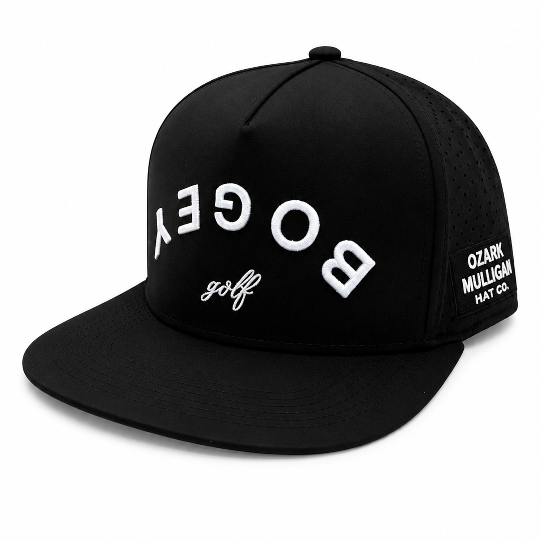 Front side view of the Bogey Collection golf hat by Ozark Mulligan Golf.