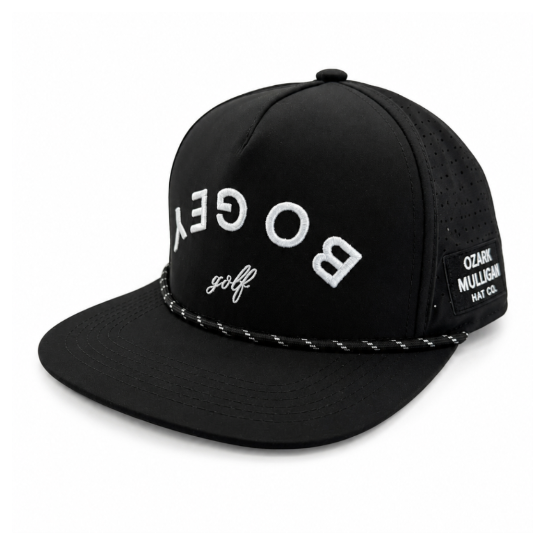 Front side view of the Bogey Collection golf hat by Ozark Mulligan Golf.