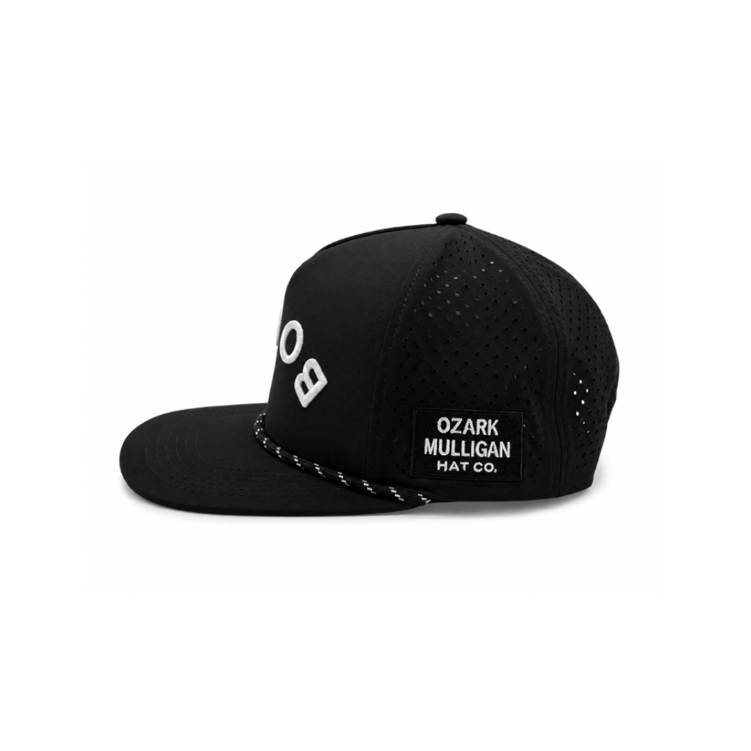 Side profile of the Bogey Collection rope golf hat with embroidered logo.