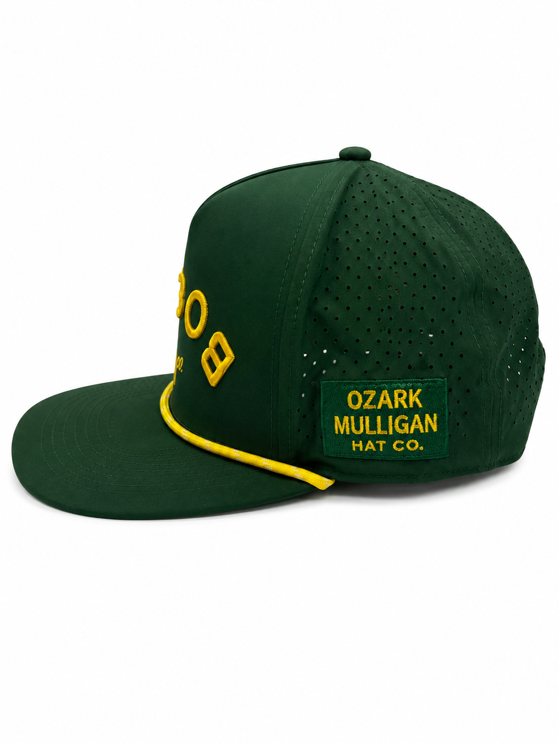 Side profile of the Bogey Collection rope golf hat with embroidered logo.