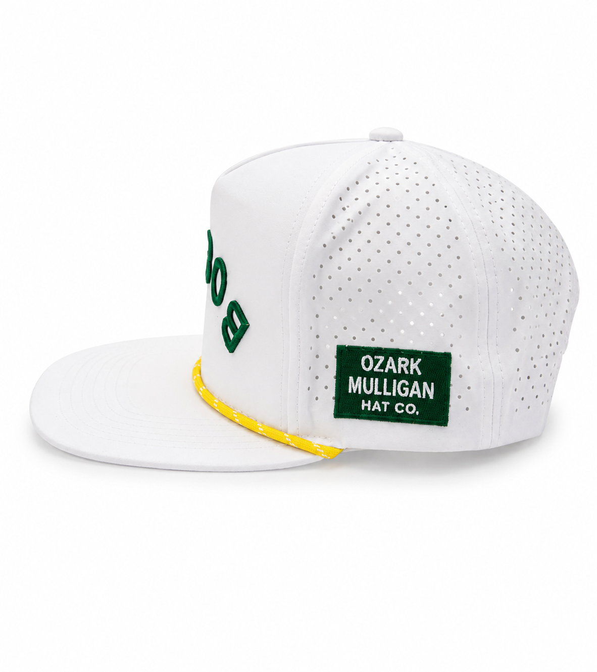 Side profile of the Bogey Collection rope golf hat with embroidered logo.