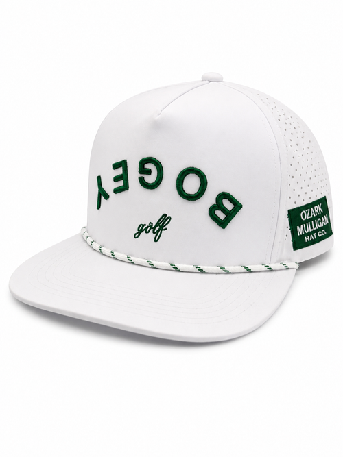 Front side view of the Bogey Collection golf hat by Ozark Mulligan Golf.