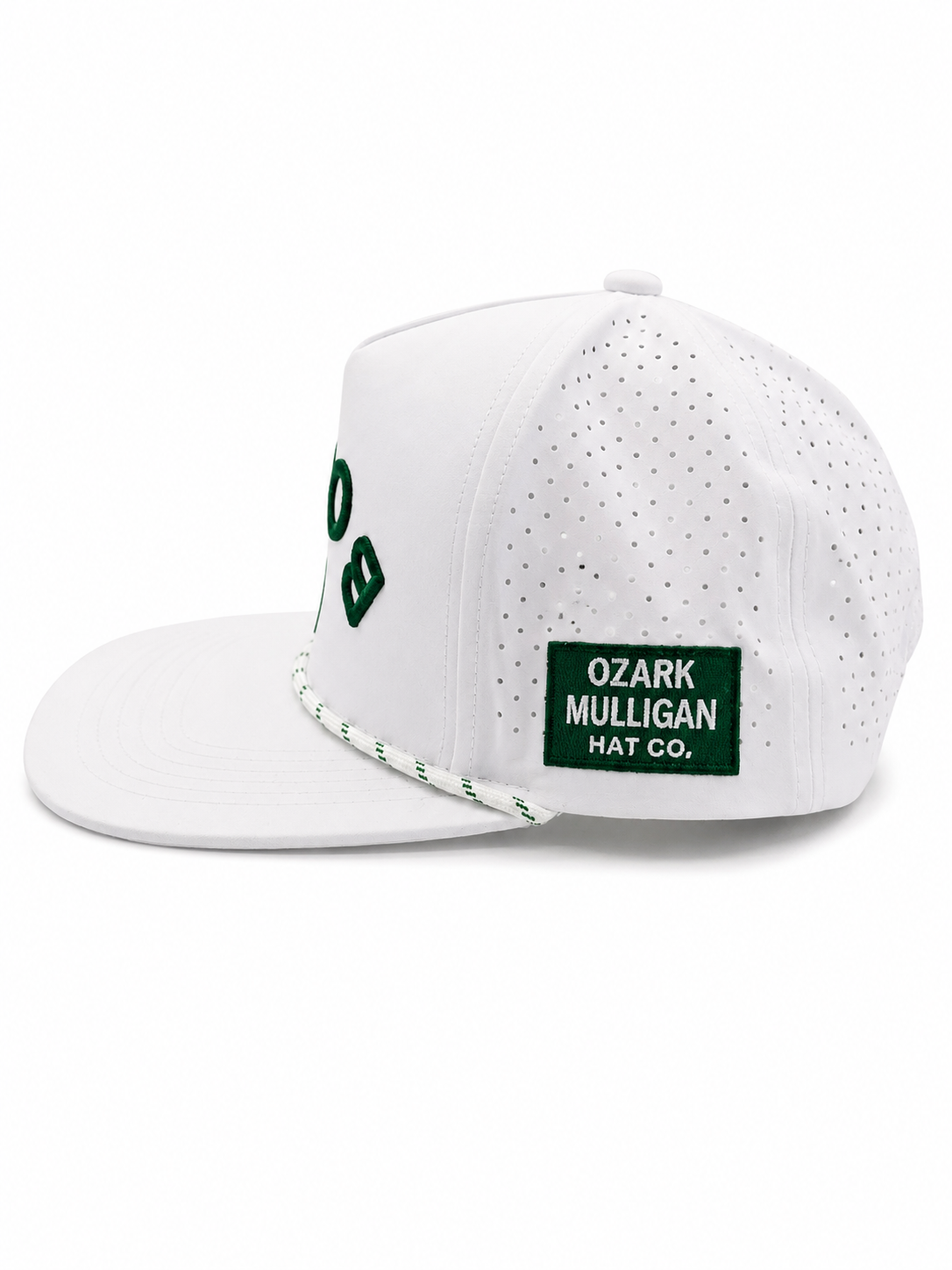 Side profile of the Bogey Collection rope golf hat with embroidered logo.